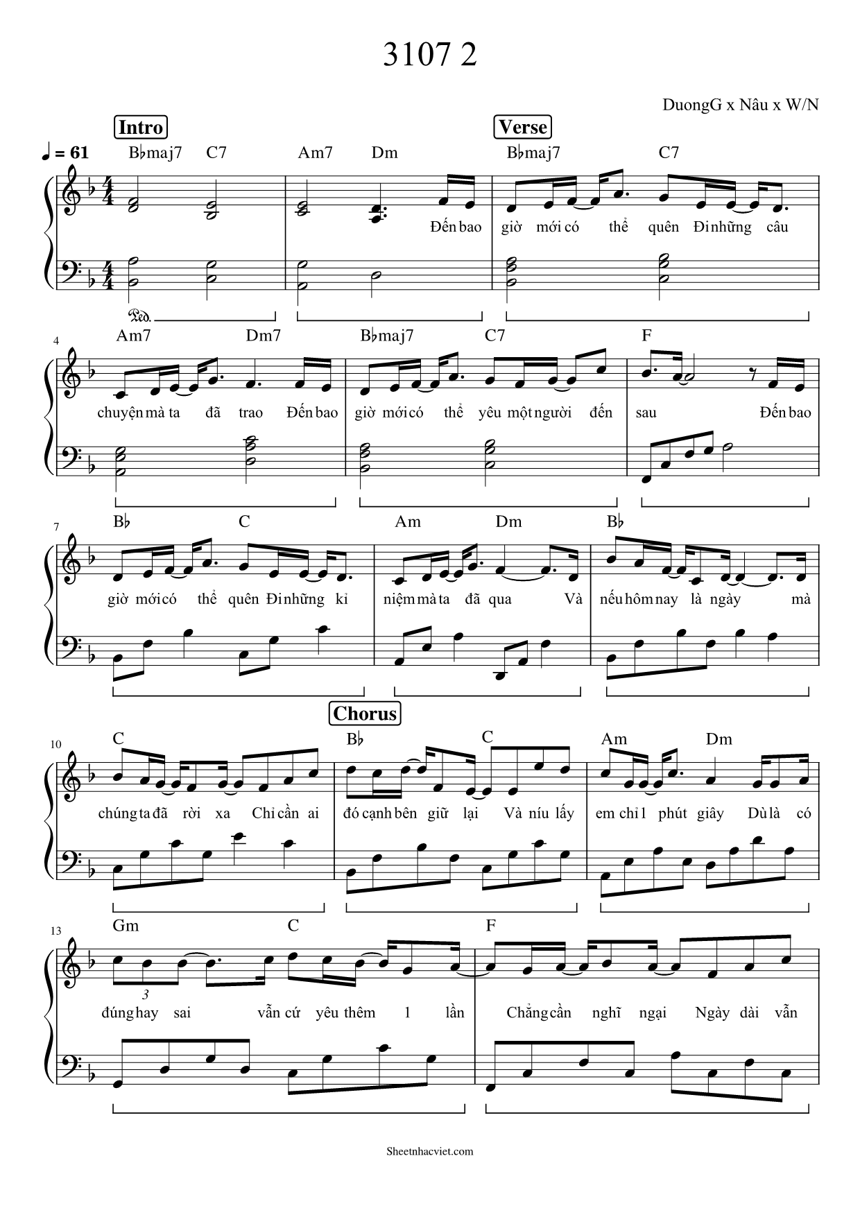 Hợp âm bài hát 3107