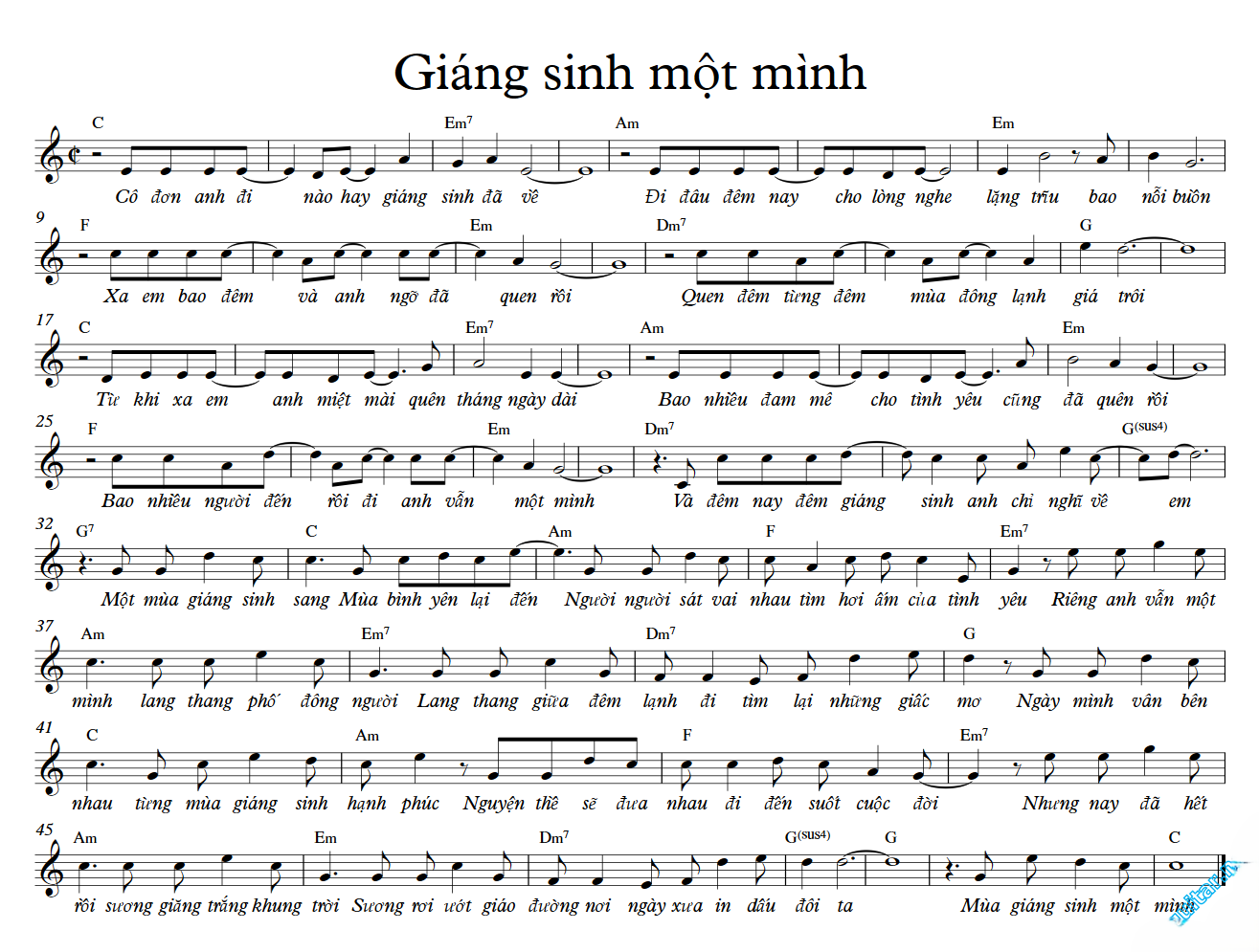 Lời bài hát Giáng Sinh Một Mình