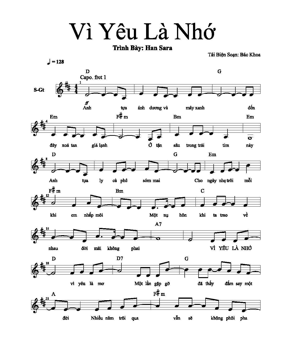 Lời bài hát Vì Yêu Là Nhớ