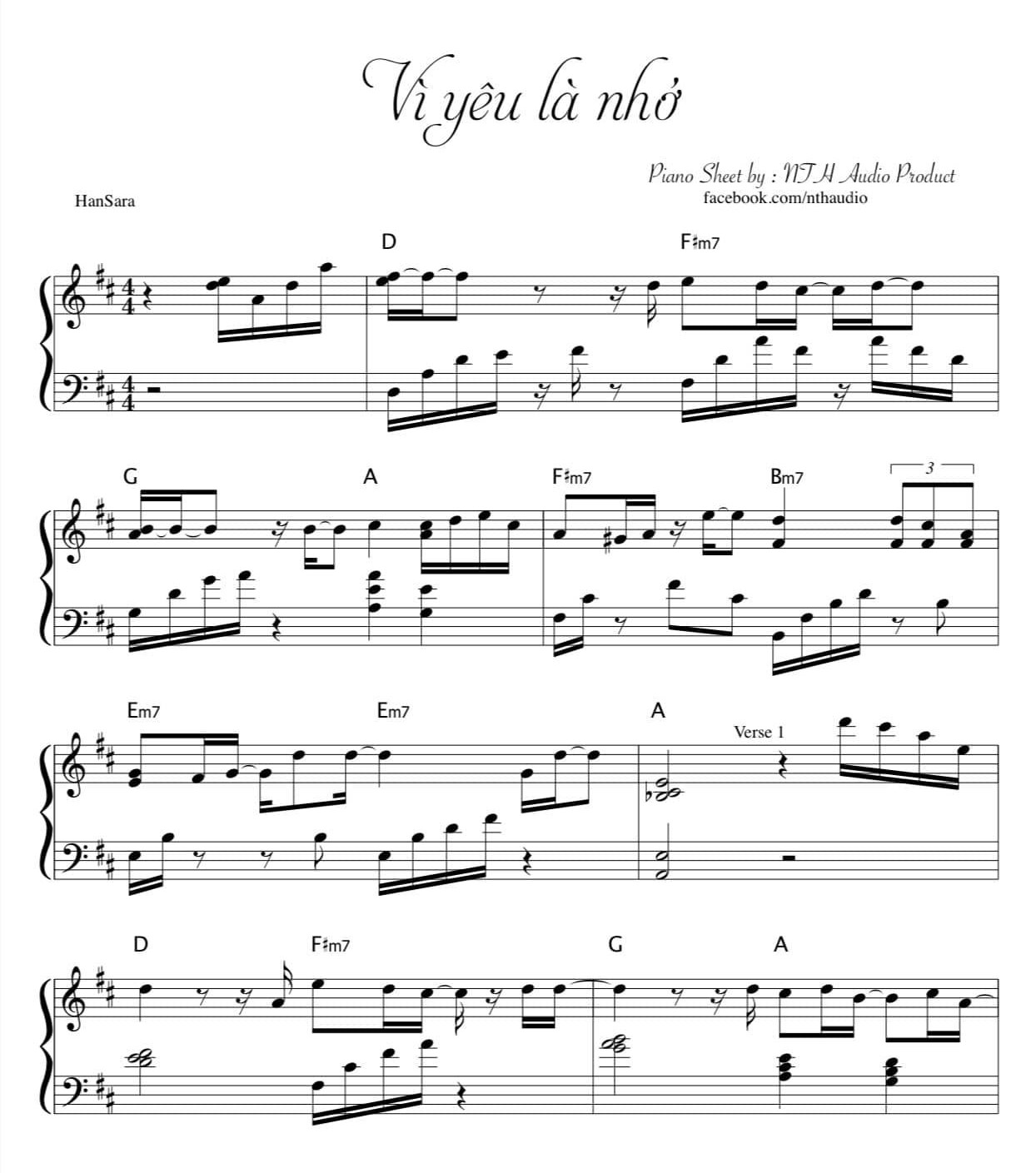 Hợp âm bài hát Vì Yêu Là Nhớ