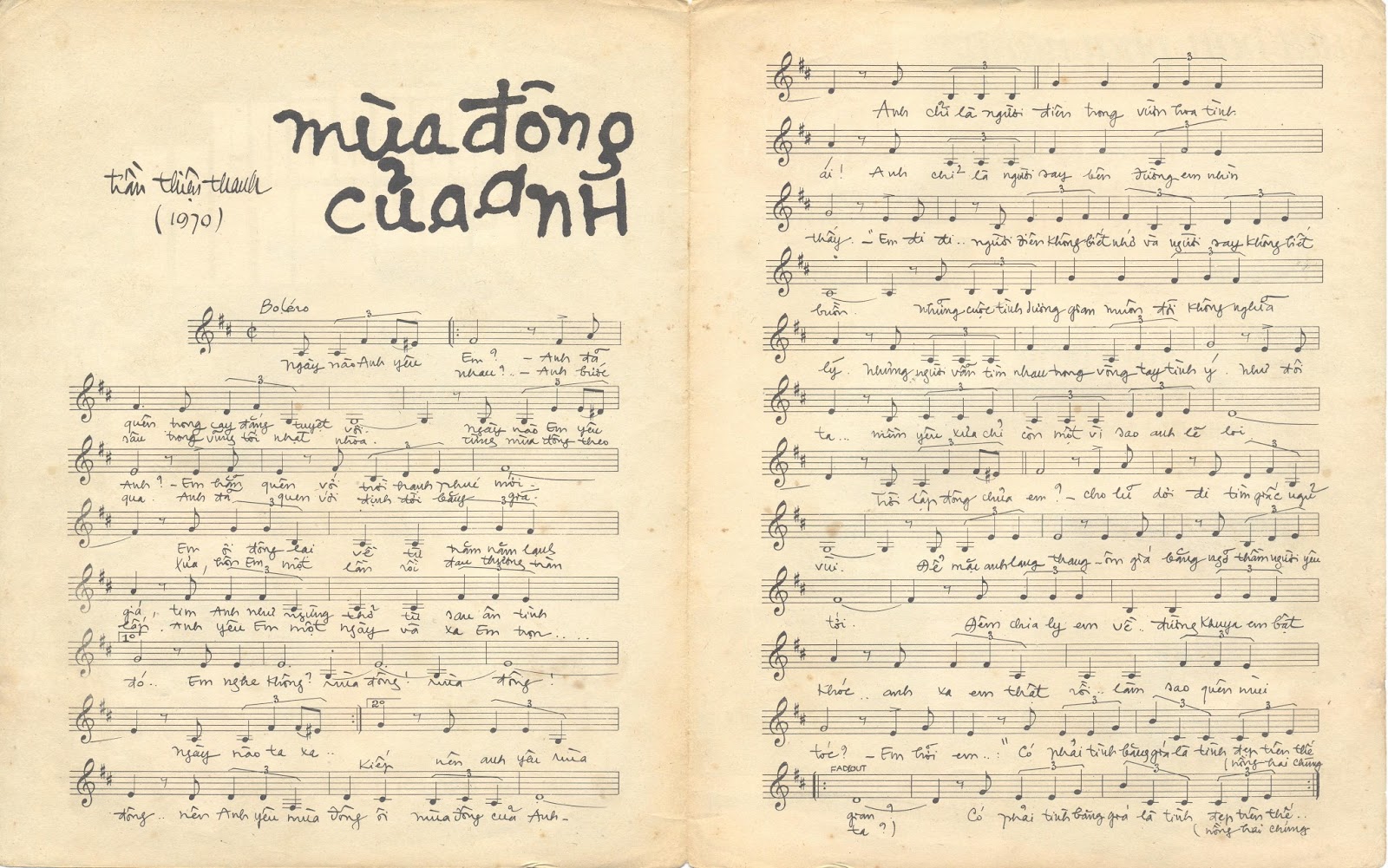 Lời bài hát Mùa Đông Của Anh