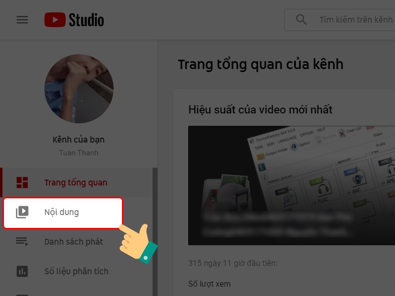 Truy cập Nội dung trong YouTube Studio